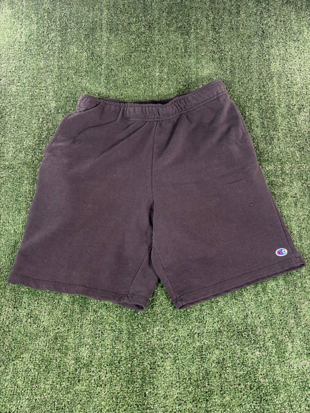 Champion Sweat Shorts Men M Black Drawstring Faded Vintage